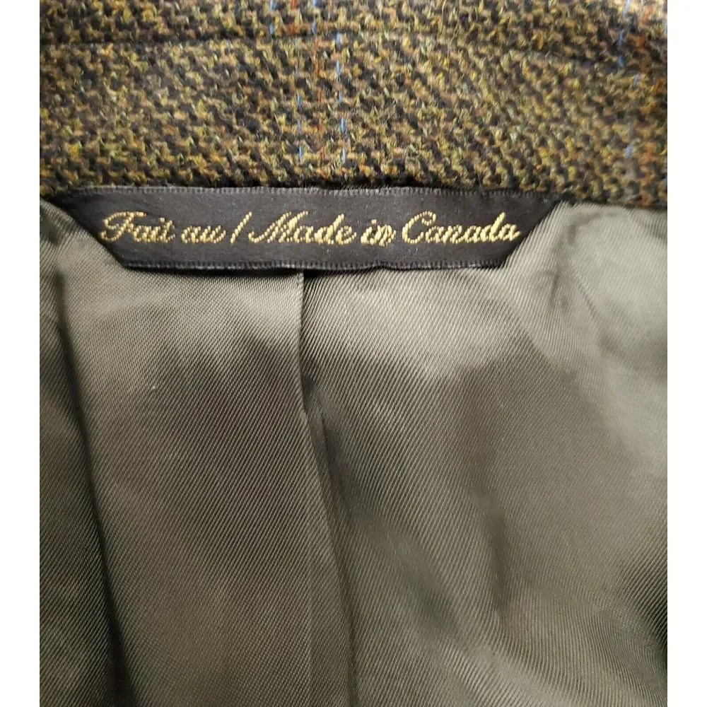 Made In Canada Jack‎ Victor Mens Sport Coat 43R Brown Wondowpane Tweed Jacket